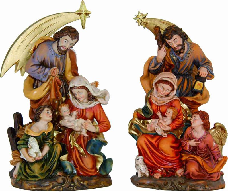  Krippenfiguren Krippenblock Heilige Familie mit Komet im 2er Set 