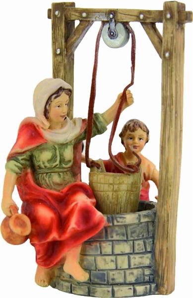Krippen Johannes Krippenfiguren Brunnen mit Magd +Kind in Größe ca.8cm 
