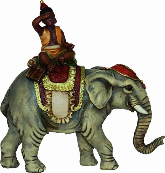 Krippen Johannes Krippenfiguren Elefant mit Mohr paßt zu Figuren ca8cm 