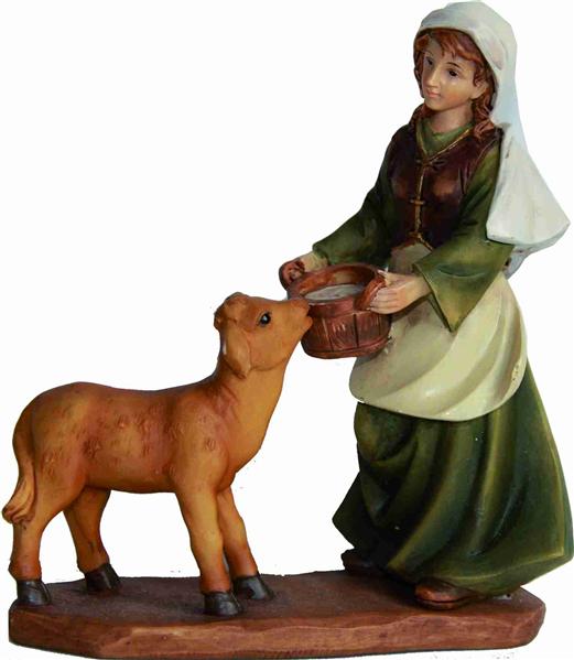 Krippen Markus Krippenfiguren Bäuerin mit Kalb in Größe ca.7cm 