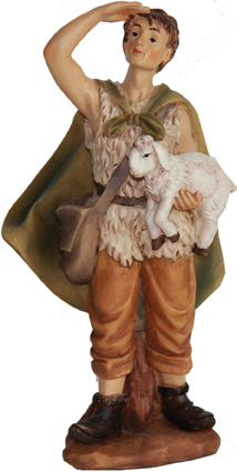 Krippen Markus Krippenfiguren Hirte mit Schaf in Größe ca.9cm 