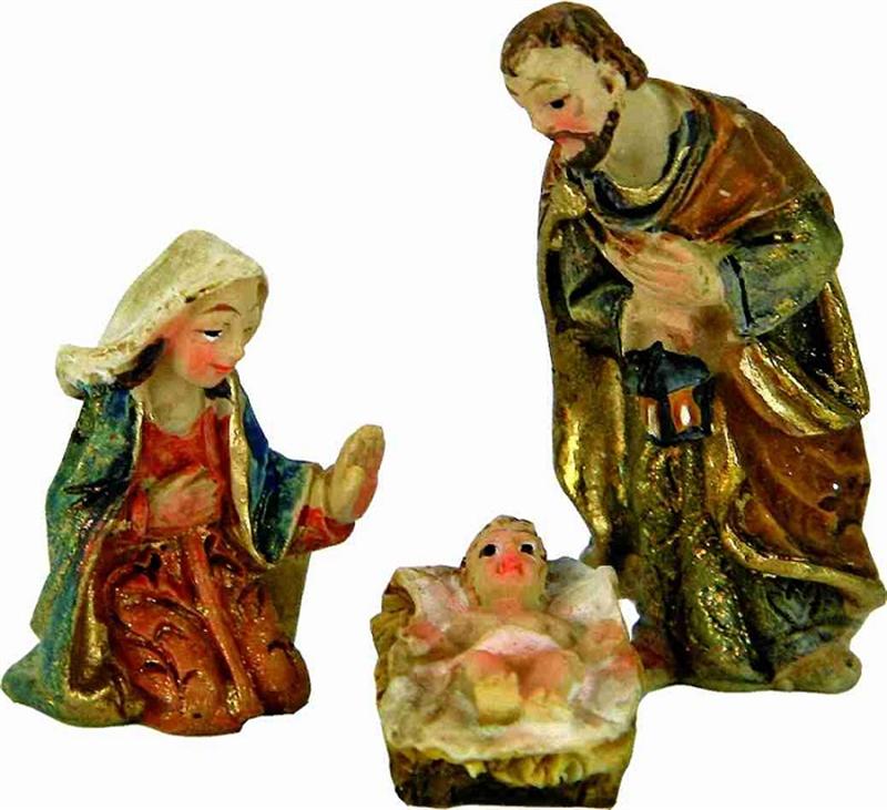  Krippenfiguren Heilige Familie in der Größe ca.3,2cm Bunt 