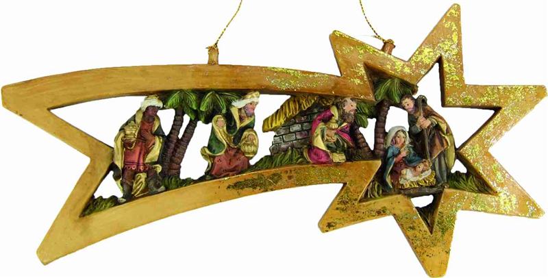  Krippen Krippenfiguren Heilige Familie in Stern zum Aufhängen 