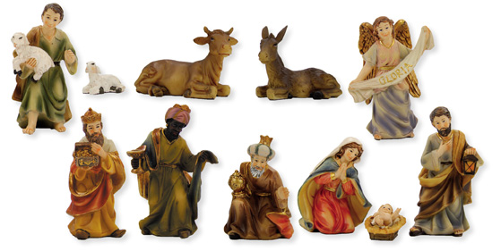 Weihnachtskrippen Figuren Krippenfiguren Set 11teilig in Größe ca.11cm 