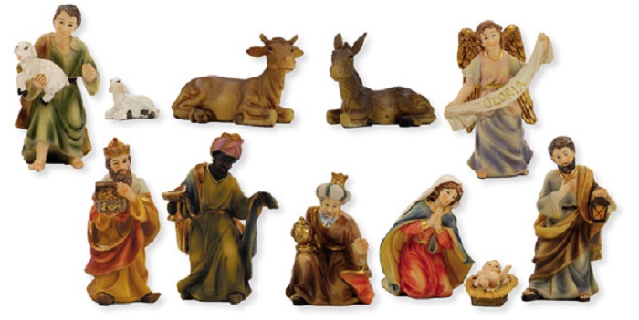 Weihnachtskrippen Figuren Krippenfiguren Set 11teilig in Größe ca.6cm 
