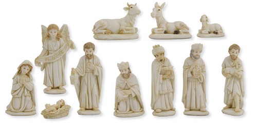 Weihnachtsfiguren Krippenfiguren in weiß 11teilig Größe ca.11cm 