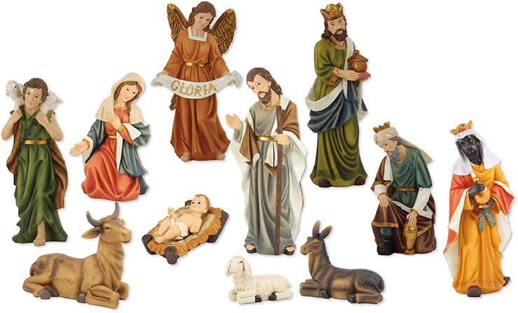 Heilige Familie Krippenfiguren Set 11teilig Größe 60cm bunt 