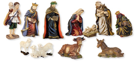 Weihnachtsfiguren Krippenfiguren Set Größe ca.13cm 12teilig 