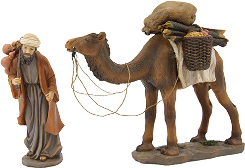 Krippen Johannes Krippenfiguren Kamel mit Treiber 2teilig Größe ca.9cm 