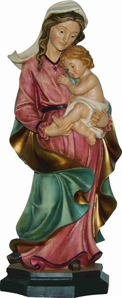  Heiligenfigur Heilige Maria Mutter Gottes Madonna mit Kind Blau/Rot 