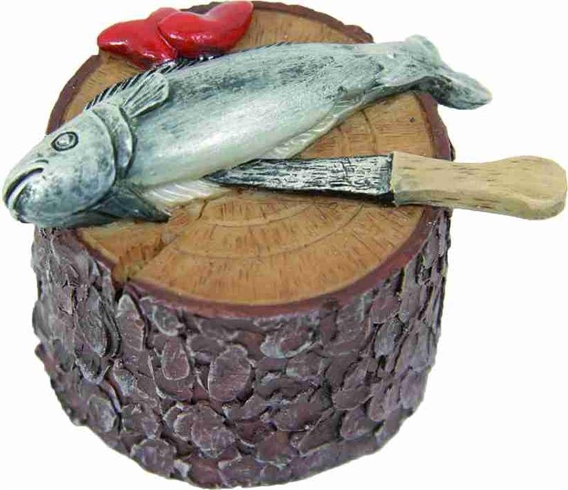 Krippenzubehör Lebensmittel Fisch auf Hackstock