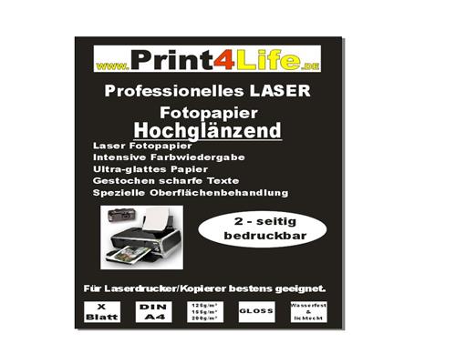 10-1000x A4 glänzendes beidseitiges Fotopapier 125g 155g 200g Laser Copy