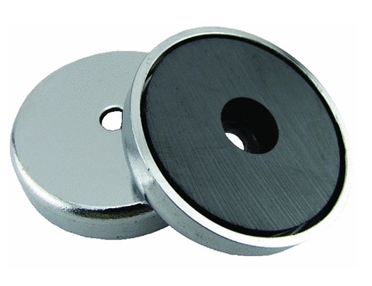 Rundmagnet mit Mittelloch bis 43kg Haftkraft Runder Magnet verchromt Chromblende - Bild 2 von 6