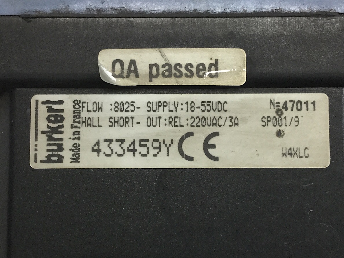 4x Bürkert FLOW8025 Durchflussmesser Flowmeter 1855VDC 220VAC/3A