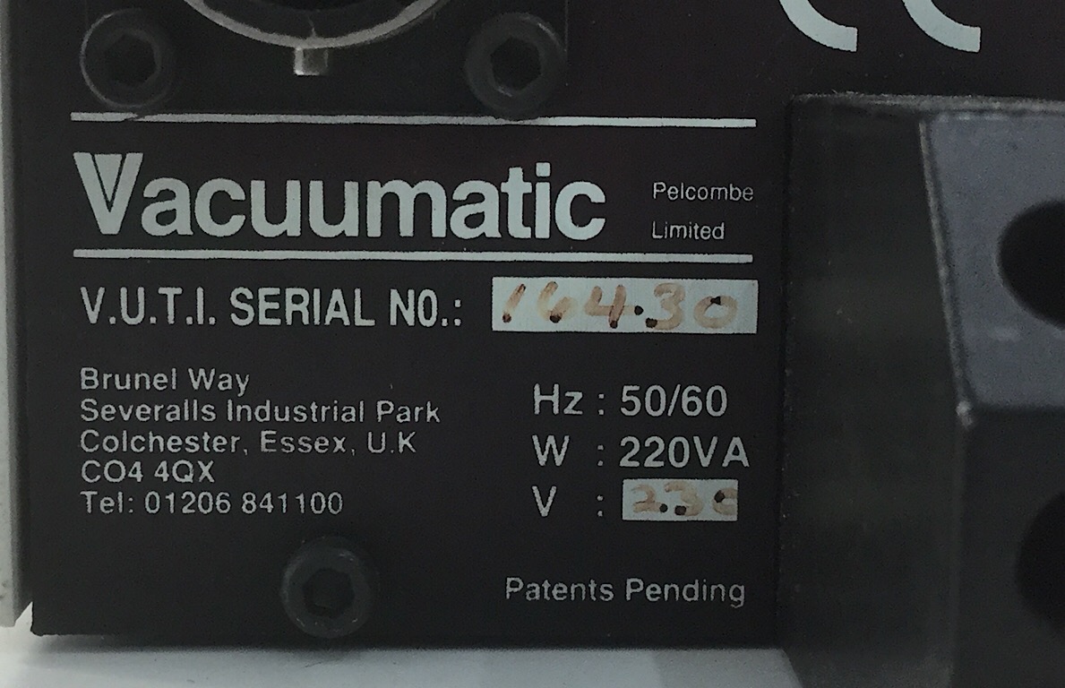 Vacuumatic Universal Tab Inserter 14430 50/60Hz 220VA 230V