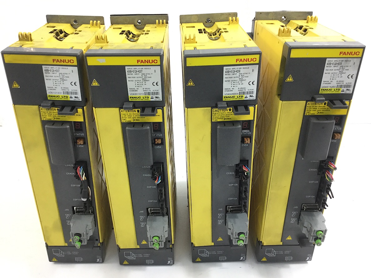 4er Set Fanuc A06B-6124-H207/8 Servo Amplifier Module: 2x ...-H207, 2x ...