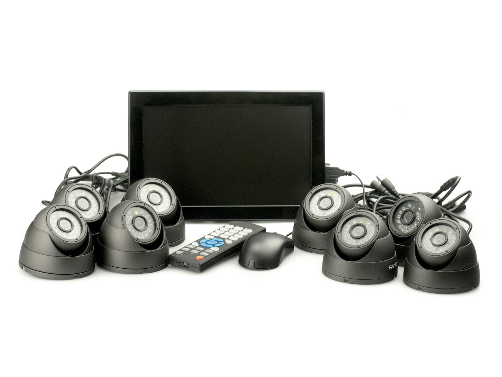 Komplettset Videoüberwachung Kompakt DVR mit 10“ LCD, 8 Dome