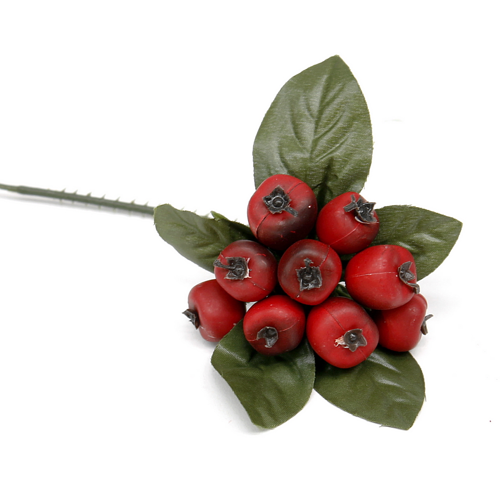 12 x Beeren Pick ca. 6cm, diverse Farben, künstlich, Früchte/ TOP rot/ matt