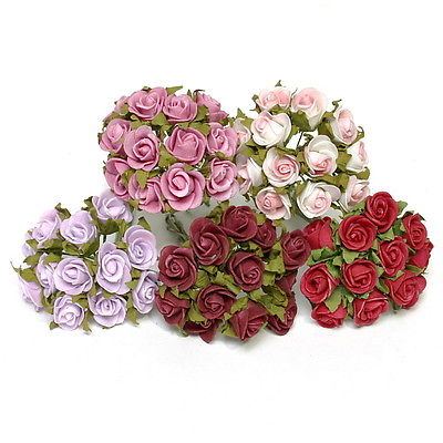 3 Bund Mini- Röschen, Foam- Rosen, 2cm/ Bund = 12 Blüten/