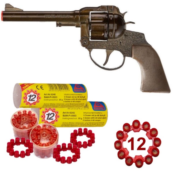 Western Super Cowboy Pistole 12-Schuss Metall Revolver Kinder Spielzeug Sohni W 