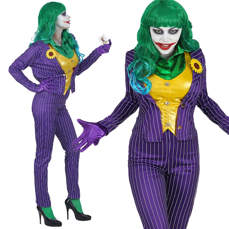 Mad Joker Damen Kostüm Gr M 3840 Schurkin Harlekin Clown Bösewicht 0803 Ebay 