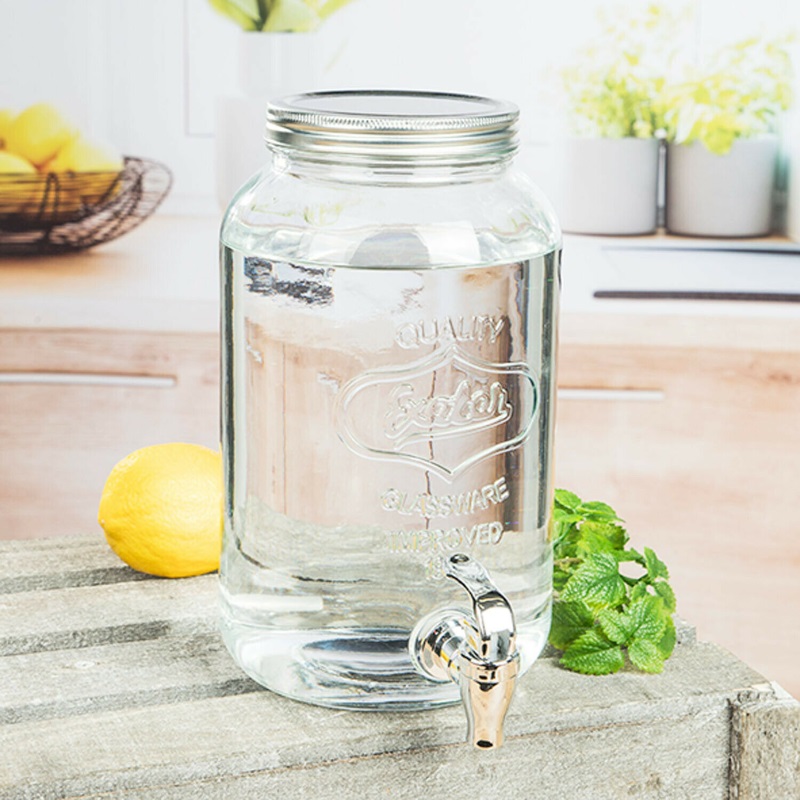 WOW GLAS GETRÄNKESPENDER mit Hahn 3 Liter Spender