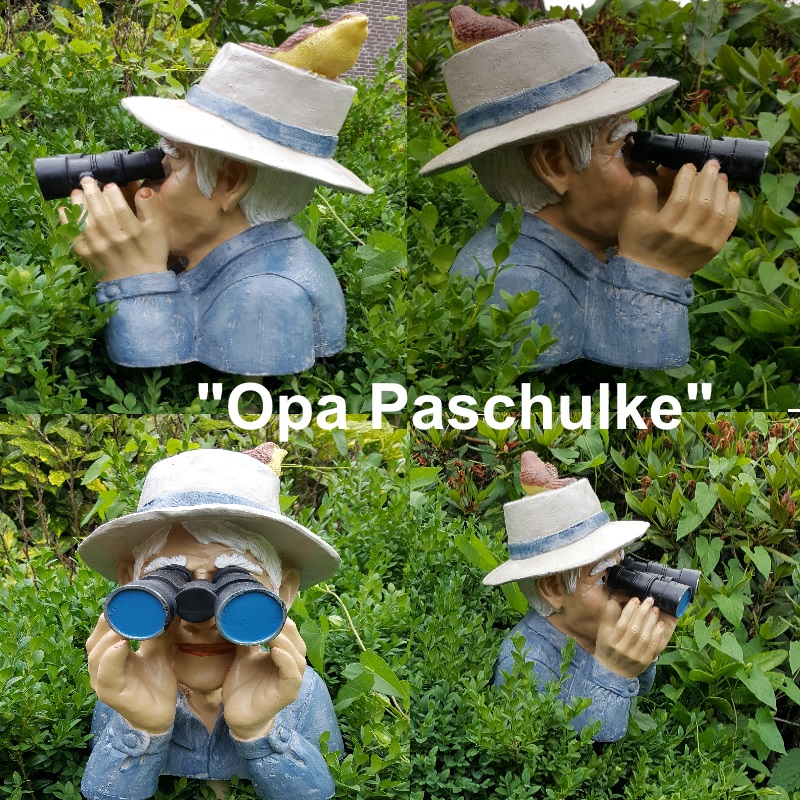 Spanner mit Fernglas Opa Paschulke Garten Deko Figur Jäger mit Hut /& Vogel #041