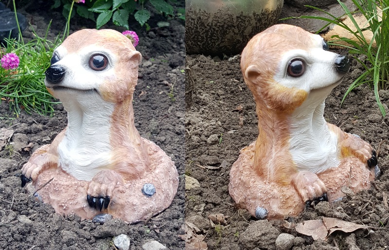 Erdmännchen aus Erdhaufen grabend Garten Deko lebensecht Figur