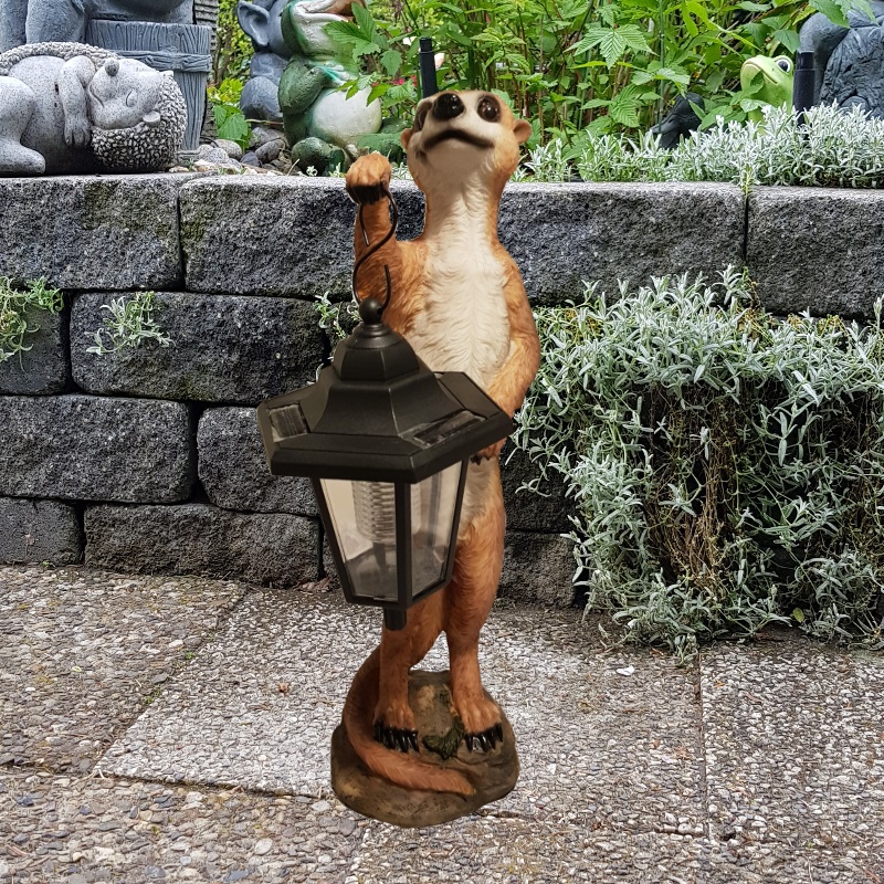 Garten Figur Erdmännchen mit Solar Lampe Haus & Garten