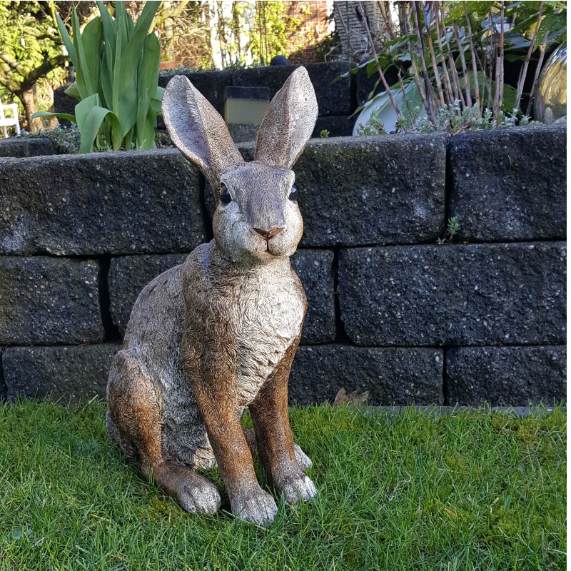 Gartenfigur HASE 39cm groß Garten Deko Ostern lebensecht