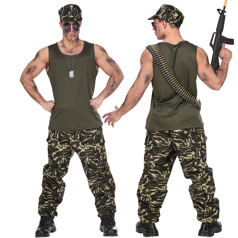 Camouflage Soldat Armee Outfit Herren Kostüm Army - Karneval Fasching