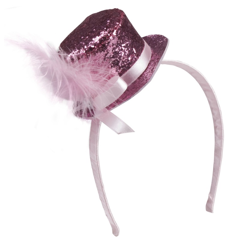 Tiara Glitzer Minihut mit Feder FARBAUSWAHL Party Kostüm Accessoires - Bild 7 von 7