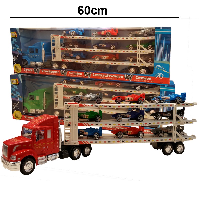 US Truck Autotransporter farb 15 cm NEU Holz Lkw Laster Holzauto Holzlaster