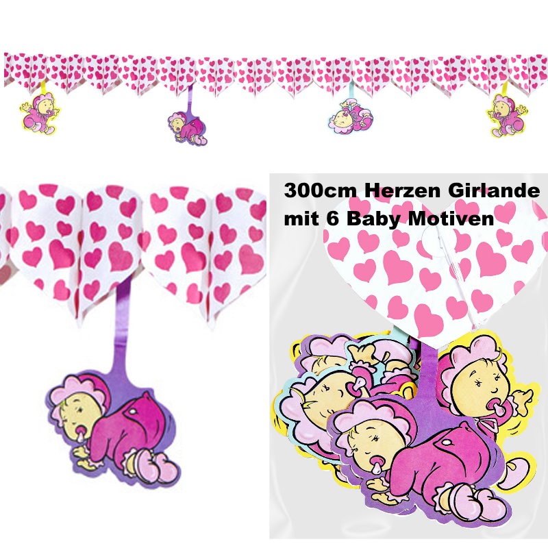 AstraGlam Gender Reveal Deko - 2m Babyparty Girlande Rosa/blau