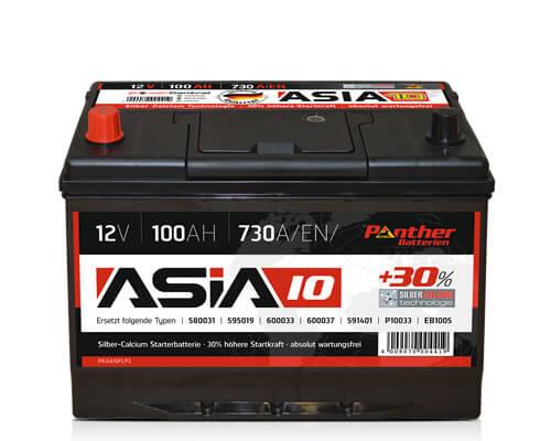 Autobatterie Panther ASIA +30% 10 12V 100A 730A - Pluspol links