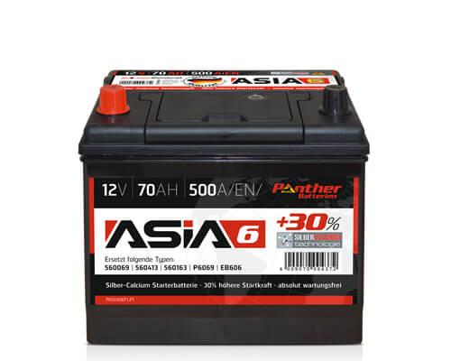 Autobatterie Panther ASIA +30% 06 12V 70A 550A - Pluspol links