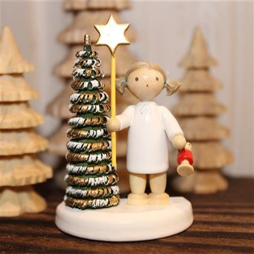 Engel Figur von Flade mit Weihnachtsbaum und Puppe Nr.6106