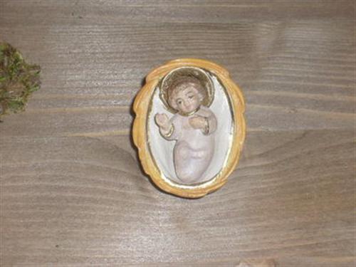 Pema Krippenfigur Jesuskind + Wiege Neu Holz Color. Nr.004 12