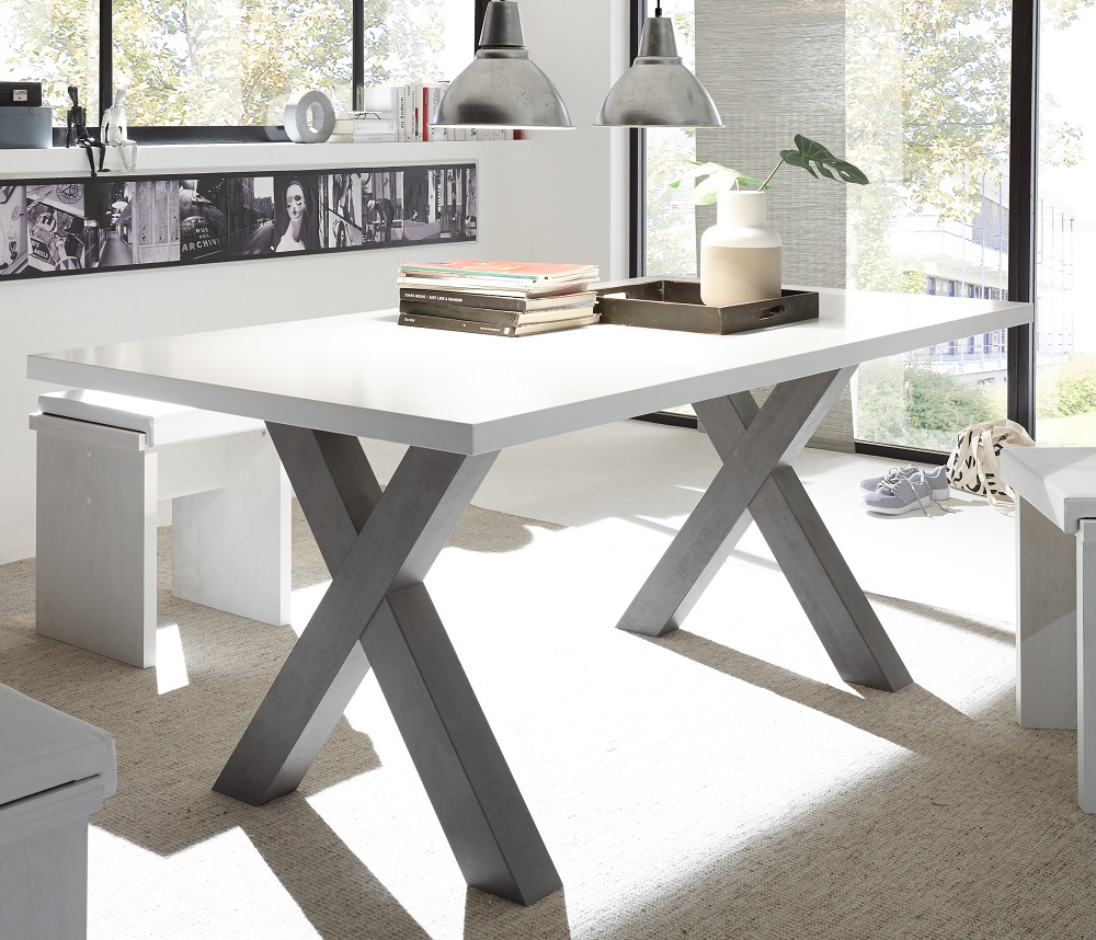 ESSTISCH ESSZIMMERTISCH SPEISETISCH X-FORM GESTELL 180x90 CM GRAPHIT