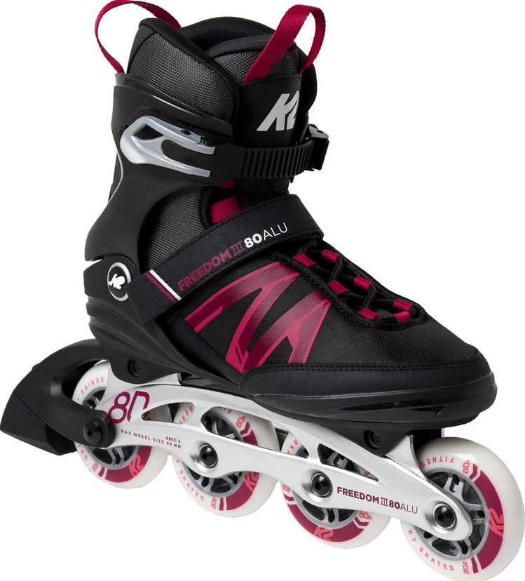 K2 Freedom III 80 Alu Inline Skates Damen Schwarz/ Pink