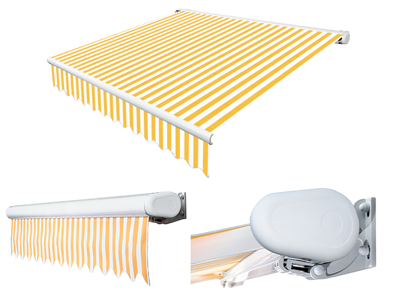 3m x 2,5m Elektrische Vollkassettenmarkise Aluminium Gelenkarm