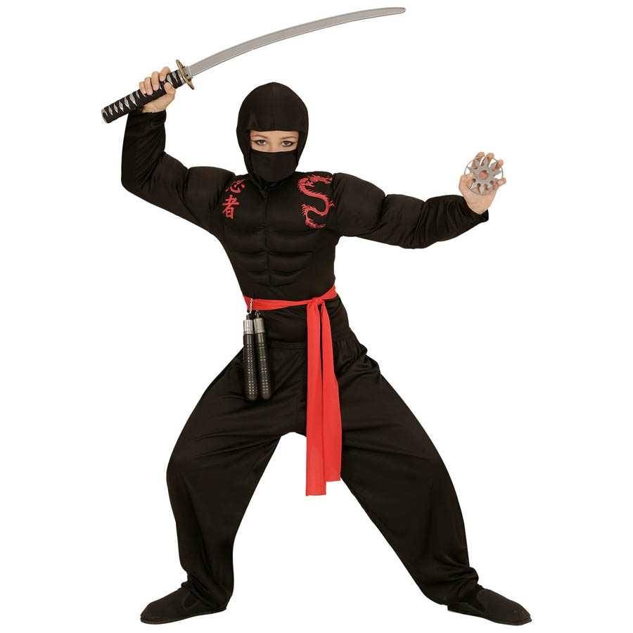 K Ninja Krieger schwarz Ninjakostüm Kostüm Karneval Fasching Jungenkostüm