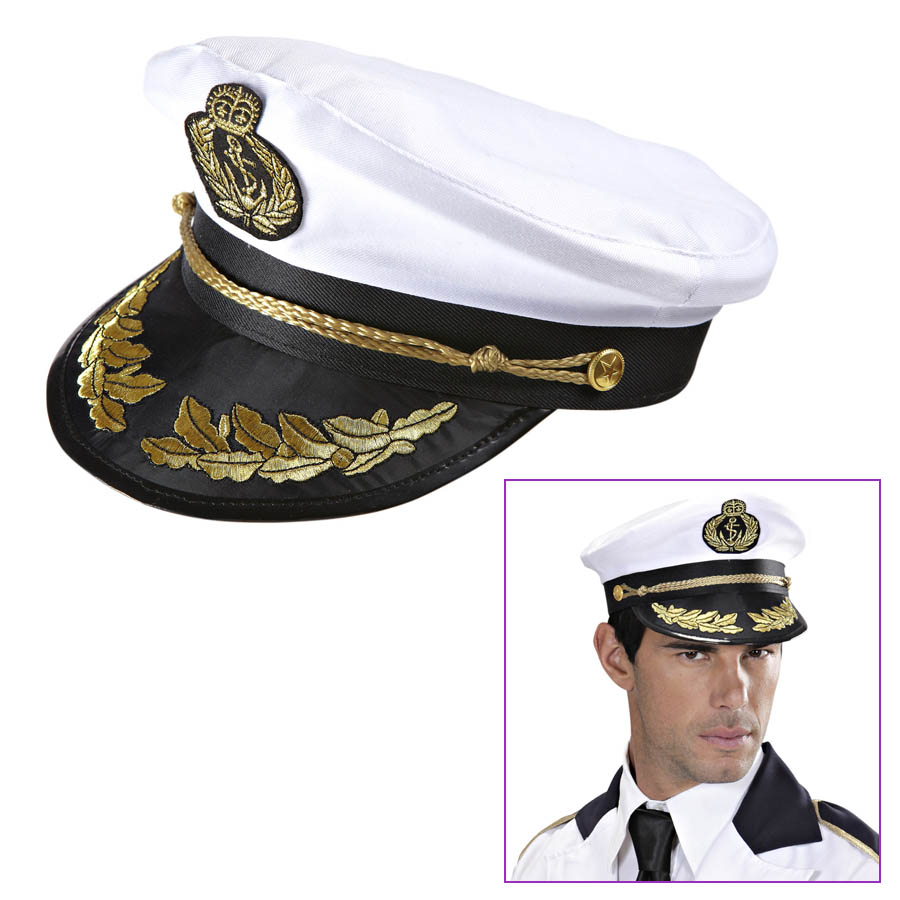 4 x Kapitänsmütze Offizier Mütze Kostüm Matrosenmütze Weiß Fasching Kapitänshut 