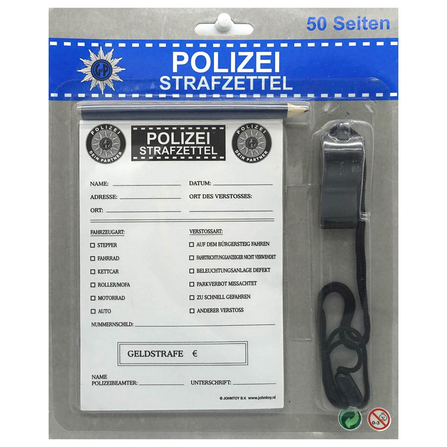 Polizei Strafzettel (mit Trillerpfeife & Bleistift) JohnToy 644728