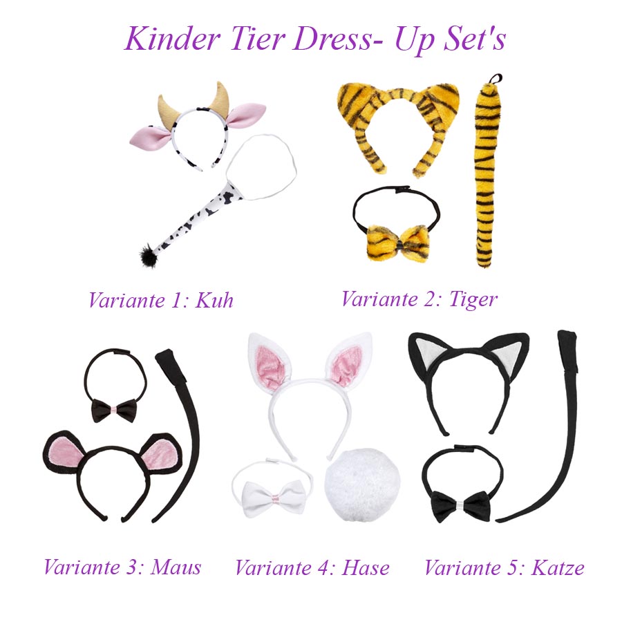 Tier Kostum Kinder Karneval Kuh Tiger Katze Maus Hase Ohren Schwanz Haarreif D12 Ebay