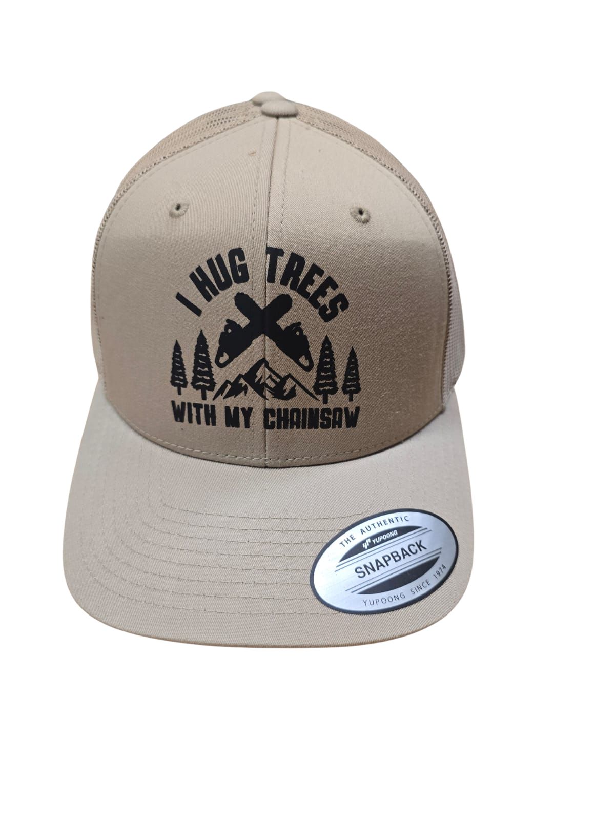 Flex fit Retro Trucker Cap verschiedene Farben und Modelle (Motorsäge) Beige Hug Tree