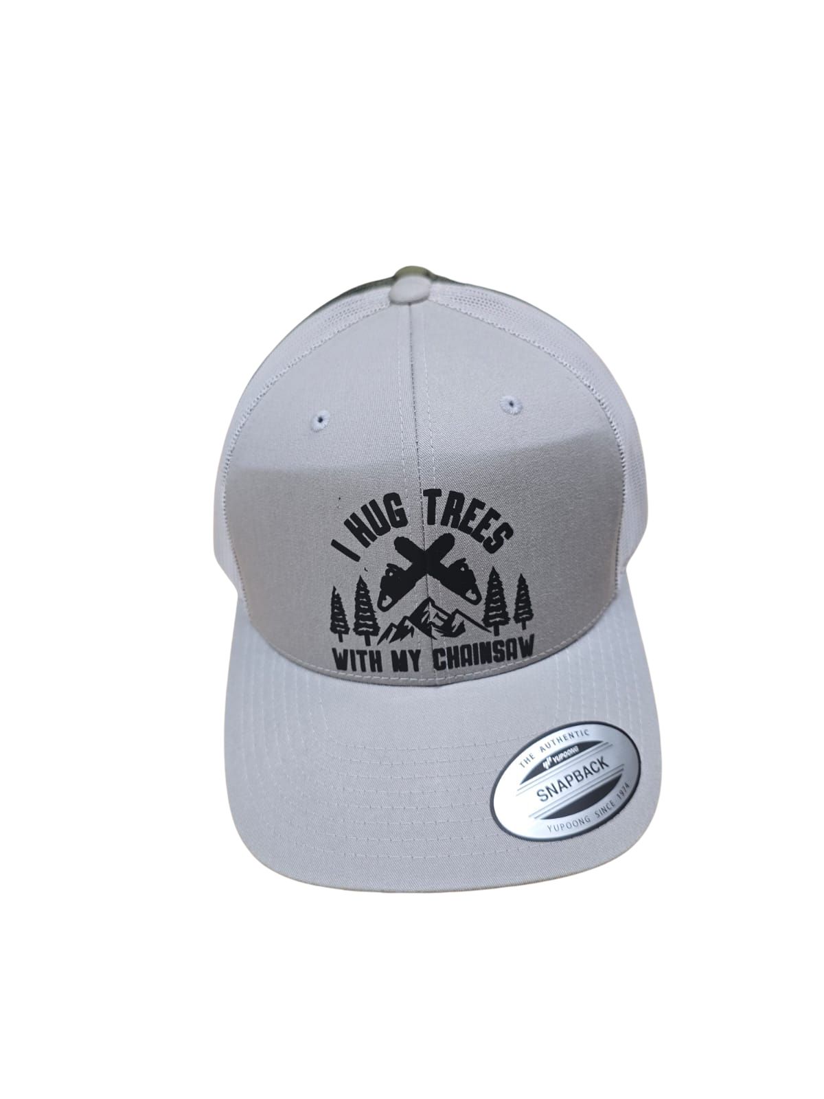 Flex fit Retro Trucker Cap verschiedene Farben und Modelle (Motorsäge) Silber Hug Tree