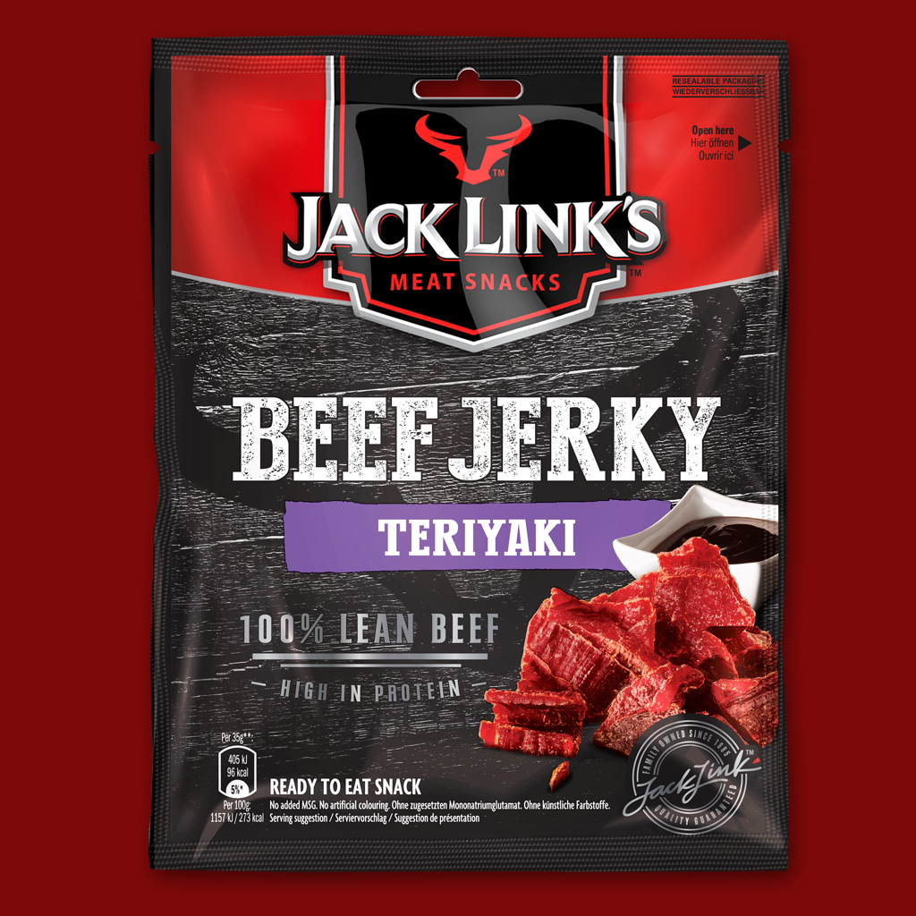 Jack Links Beef Jerky Teriyaki Trocken Rindfleischstreifen 6er Pack (6x25g)