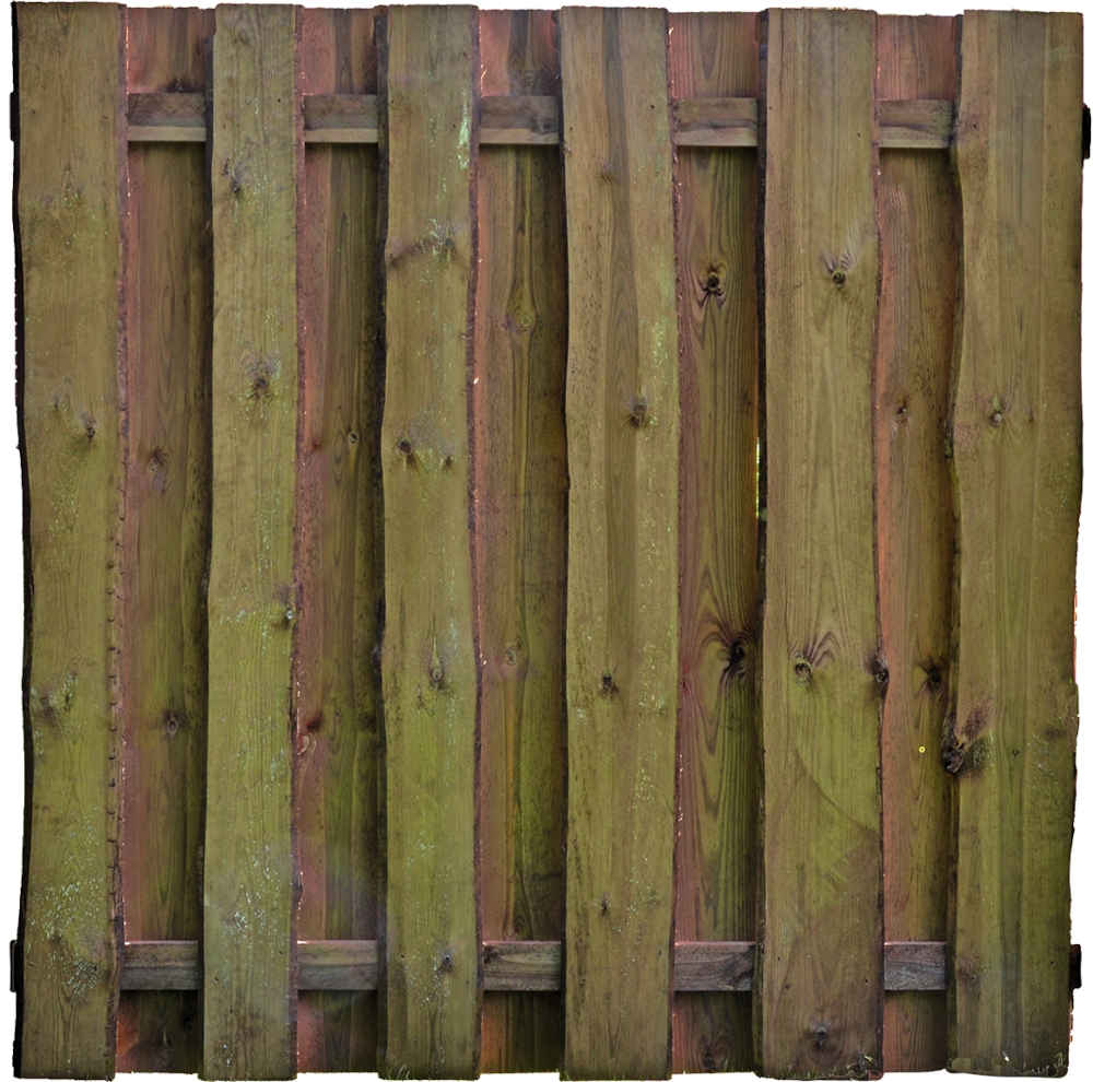 SEELAND-Serie kd-braun 180 x 180 cm, Bretter sägerau, mit Baumkante ca. 16mm, Riegel 30/80 mm