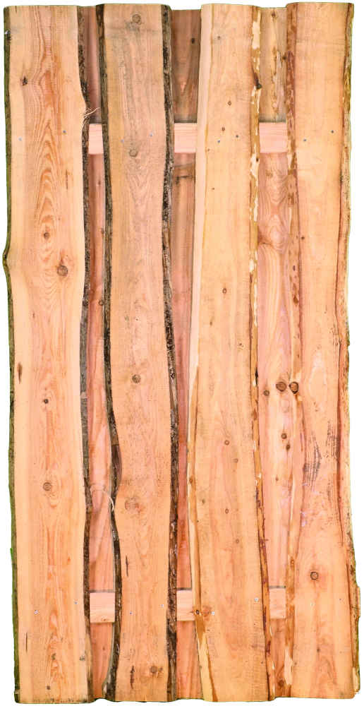 JÜTLAND-Serie Lärche, 90 x 180 cm Bretter sägerau, mit Baumkante ca. 20mm, Riegel 30/80 mm